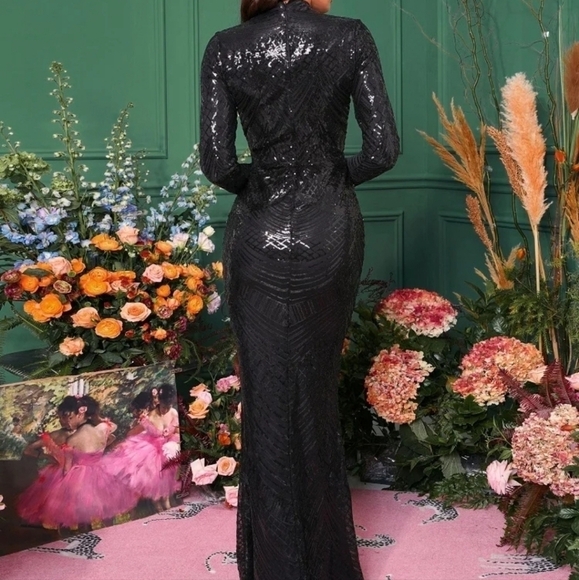 Stunning Evening Gown Mermaid Style in Sparkling Black Etched Geometric … - Picture 14 of 16